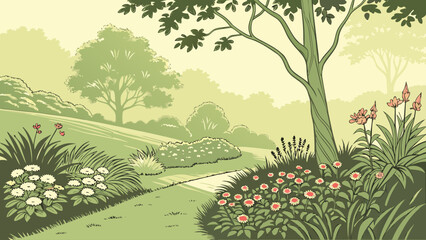 spring landscape with trees