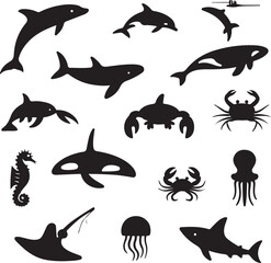 Fototapeta premium Wild Animal Silhouette Collection – Forest & Safari Vector Icons