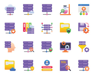 Gradient color icons set for Big data science