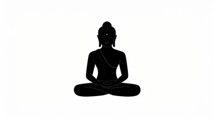 Buddha Meditation Silhouette on White