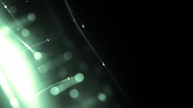 Futuristic neon cube in dark cyber space &ndash; glowing grenn wireframe structure with energy particles and bokeh lights &ndash; abstract tech visualization, technology, science, data, progress, architecture
