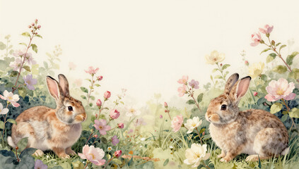 Obraz premium rabbits in the grass