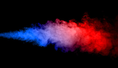 blue red smoke steam, element smog spray isolated on a black background. abstract vapor water concept of texture cold mist or hot vapor, fog effect, and cloud for design air pollution © DawStar