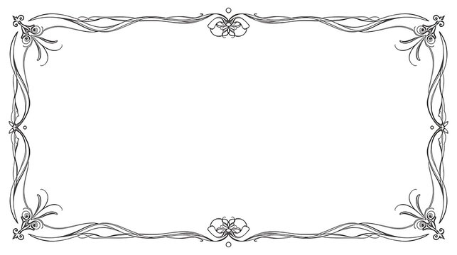 Bingkai dekoratif hitam putih elegan dengan elemen bunga.