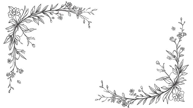 Desain border bunga yang elegan dengan bunga dan daun.