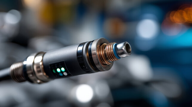 Oxygen sensor component from car engine exhaust system, automotive parts concept, emission control device, vehicle diagnostic component, lambda sensor, pollution control technology