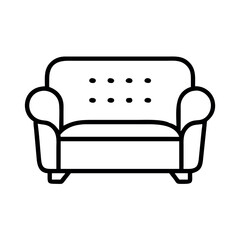 Comfortable Upholstered Armchair with Tufted Back - Simple Classic Home Furniture Line Art Icon