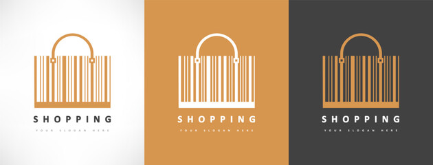 Bag barcode logo vector. Shopping symbol.