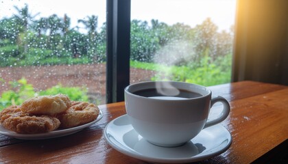Cozy Rainy Day Snacks with Coffee and Fritters