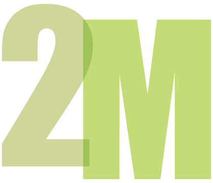 Large green 2M logo icon symbolizing two million milestone achievement in business and marketing campaigns and corporate branding strategies