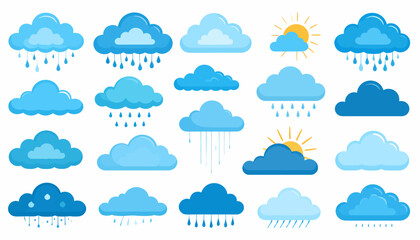 Fototapeta premium Collection of Various Weather Cloud Illustrations.
