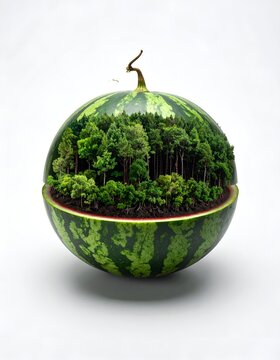 Surreal Watermelon Forest - A Miniature Ecosystem Inside a Fruit.
