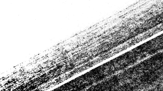 Abstract diagonal distressed halftone texture from a macro photograph, featuring heavy toner streak and print degradation effect. Monochrome industrial background isolated on transparent background
