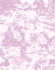 Obraz premium botanic seamless pattern with exotic flowers and leaves, hand drawn background. floral pattern. Tile with tropical leaf