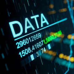 Obraz premium financial data analytics dashboard with stock market numbers and glowing digital interface. 