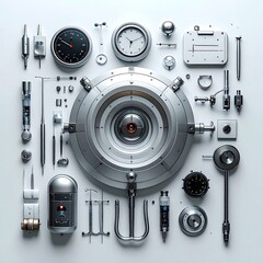 Minimal medical tools arrangement in futuristic style high resolution image