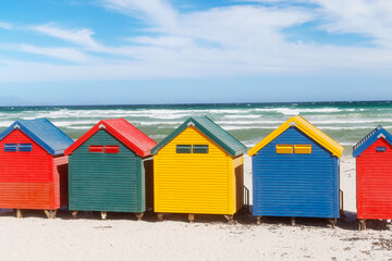 Colorful beach huts at Muizenberg Beach