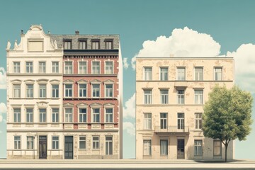 Contrast of old and new architecture in urban areas showcasing minimalism in 8K resolution