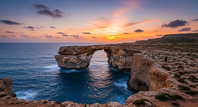 Azure Window Remains - A Coastal Sunset in Gozo, Malta.