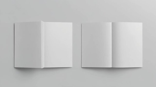 Blank white book covers on gray.
