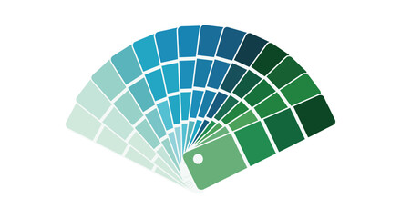 A fan-shaped color palette showcasing a gradient of blue and green shades.