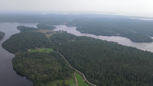 Karelia, green forest and clear water lake, Lake Onega in Russia, Unmanned Aerial Vehicle, Lake Onega