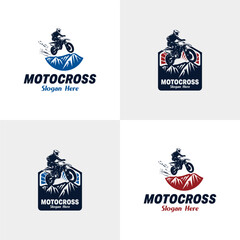 Set of adventure sport motorcycle minimalist logo design