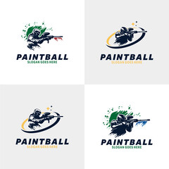 Set of Paintball sport Logo Design Template