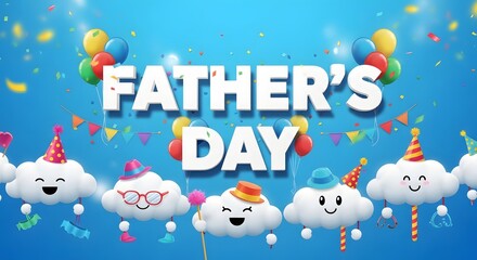 Fototapeta premium Father's day celebration with smiling clouds
