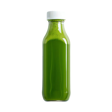 Cold pressed green juice in glass bottle