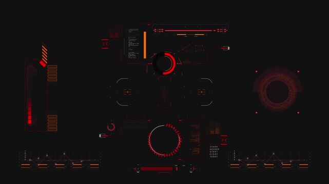 Alien Spaceship Screen. Universal HUD, UI Graphic Elements. Sci Futuristic User interface. Digital Data Flow Calculations. IT Technology on Virtual Screen