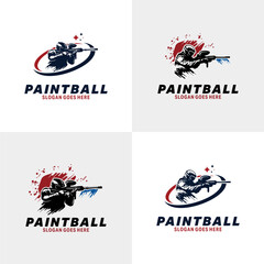 Set of Paintball sport Logo Design Template