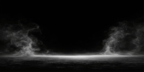 Dark smoky stage background with spotlight and dramatic mist effect