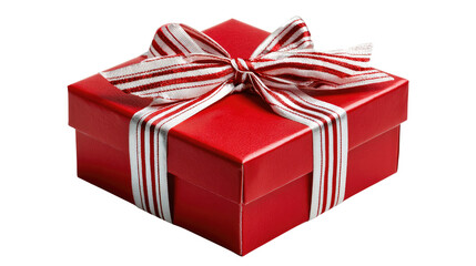 Obraz premium Gift of Joy: A vibrant red gift box, adorned with a festive ribbon, symbolizes the spirit of giving and the anticipation of opening a treasured present. 