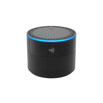 Amazon echo dot smart speaker with blue light ring isolated on transparent background