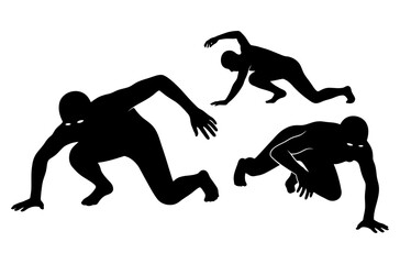 Silhouette of stalking creature with glowing eyes crawling © Rani