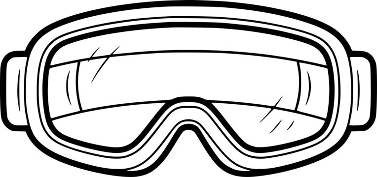 Black and White Line of Ski Goggles with Transparent Lenses White Background eyewear
