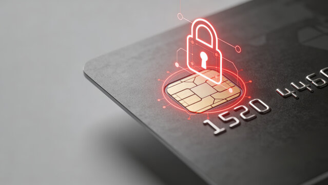 Scam alert ai cybersecurity warning financial crypto fraud secure smart card chip lock protection digital security payment fraud prevention