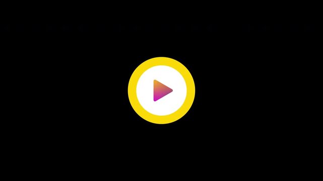 Animated play button loading on black background