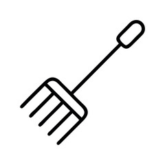Naklejka premium Basic line art illustration of a garden fork or pitchfork, ideal for agriculture, farming, and outdoor work themes.