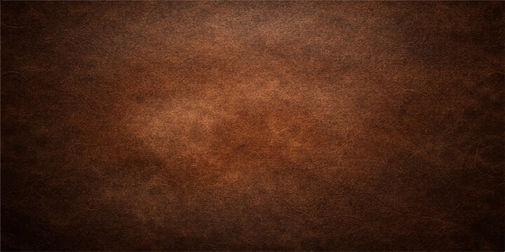 A dark brown grunge leather texture with a vintage aged pattern creates a rough textured backdrop of antique material for a dark retro wallpaper design