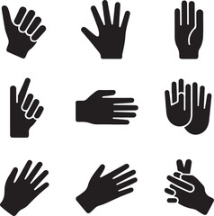 Obraz premium Hand Icon Set – Gesture and Symbol Collection