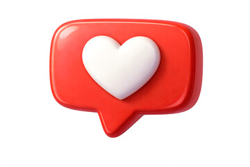 Social Media Like Notification Heart Bubble 3D Icon PNG