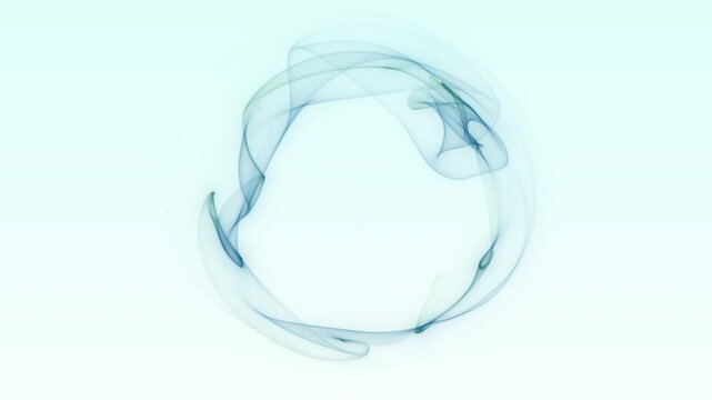 Light cyan background with airy translucent blue ribbon circle and soft wave mesh, minimal abstract halo with clean center copy space, elegant modern frame for branding, UI, posters and presentations