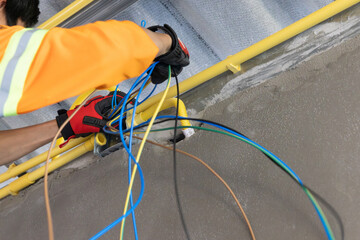 Obraz premium Electrical wiring colours in order to ensure safety home electrical wiring.