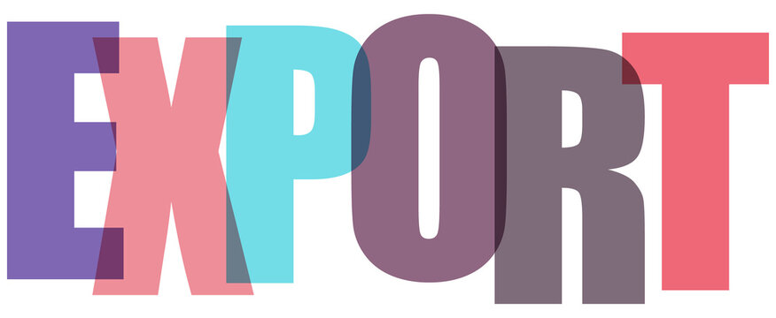 Creative typography design of the word export on transparent background
