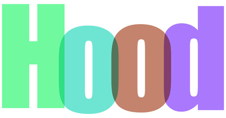 Creative typography hood design in gradient colors on transparent background