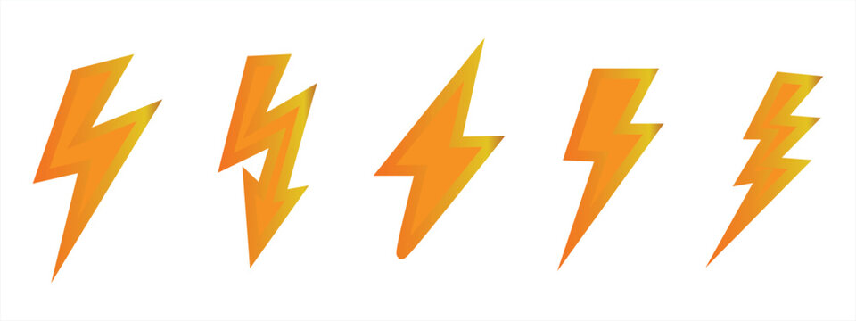 Collection of lightning icons, thunder energy and electricity symbol concepts, vector illustration