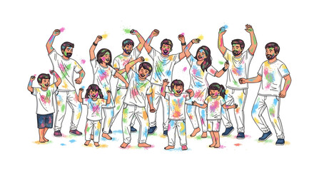 Fototapeta premium Energetic Friends Celebrating Holi Festival