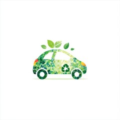 Eco Friendly Minimalist Car with Green Leaves Concept